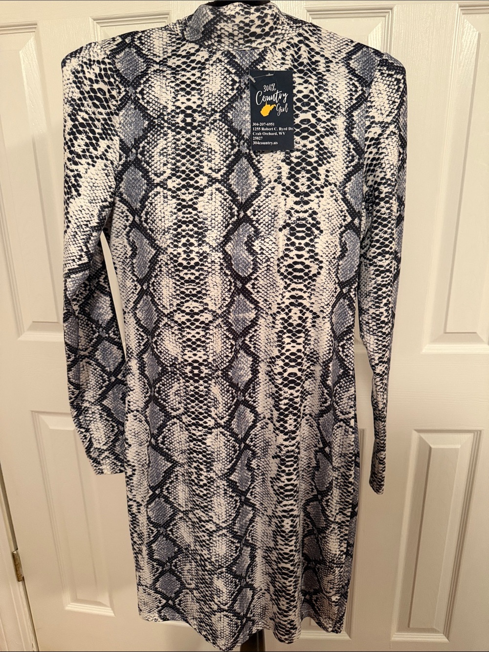 Country Girl Snake Print Long Sleeve Shift Dress
